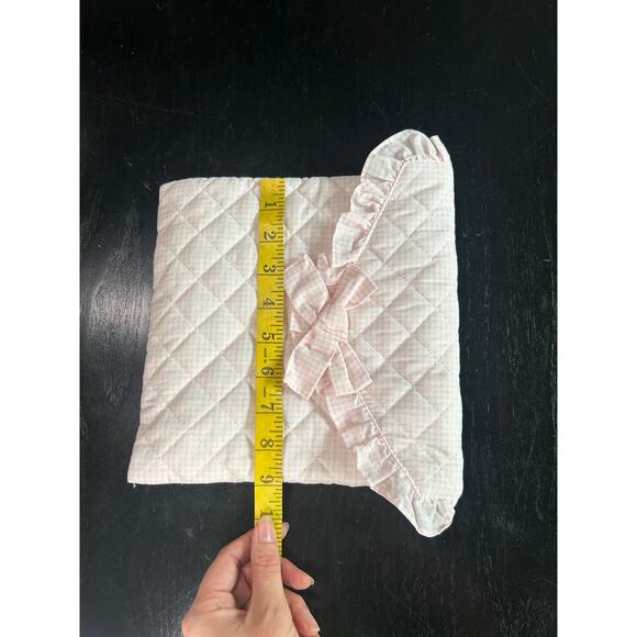 Baby Pink Gingham Pattern- Purse cosmetics Pouch - with button- ruffle edges - Picture 5 of 5